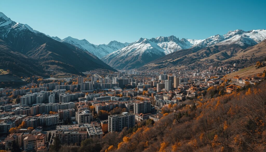 Morar em Andorra em 2026: Guia Completo para Brasileiros Vista panorâmica de Andorra la Vella, capital de Andorra, com prédios modernos encravados entre montanhas dos Pireneus nevados ao fundo