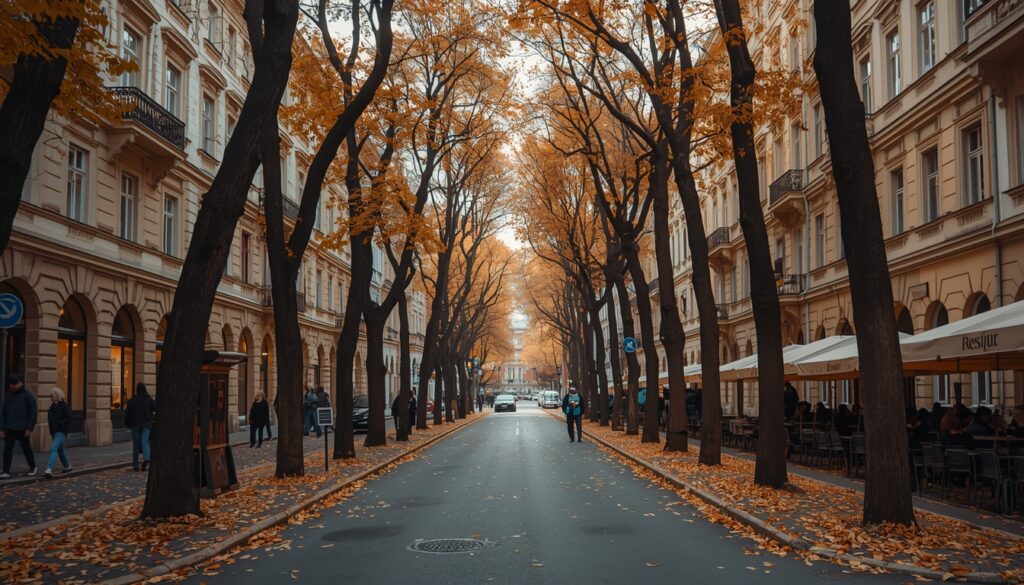 Ruas arborizadas e fachadas art nouveau do bairro Vinohrady em Praga, um dos favoritos de brasileiros e expatriados que moram na República Tcheca