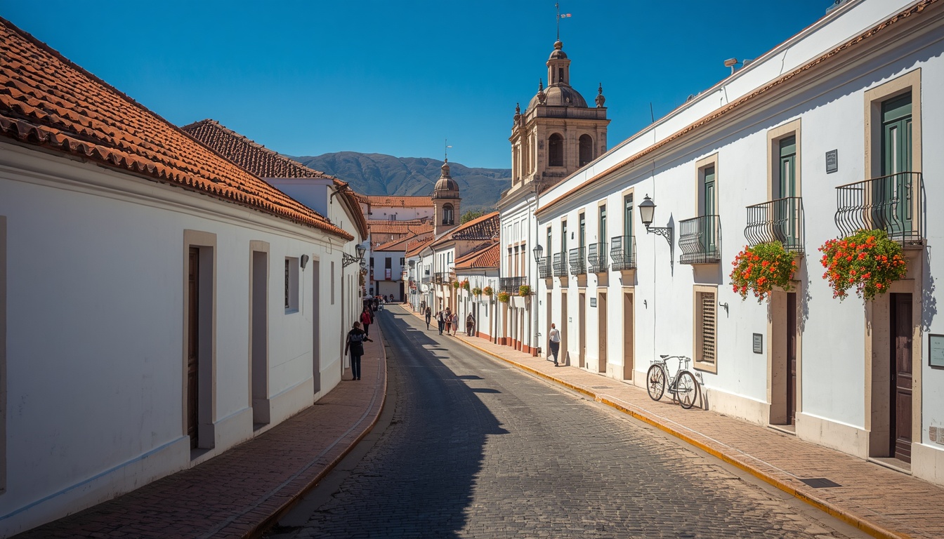 Centro histórico de Sucre, capital constitucional da Bolívia, com arquitetura colonial branca, destino escolhido por brasileiros para morar e trabalhar na Bolívia em 2026