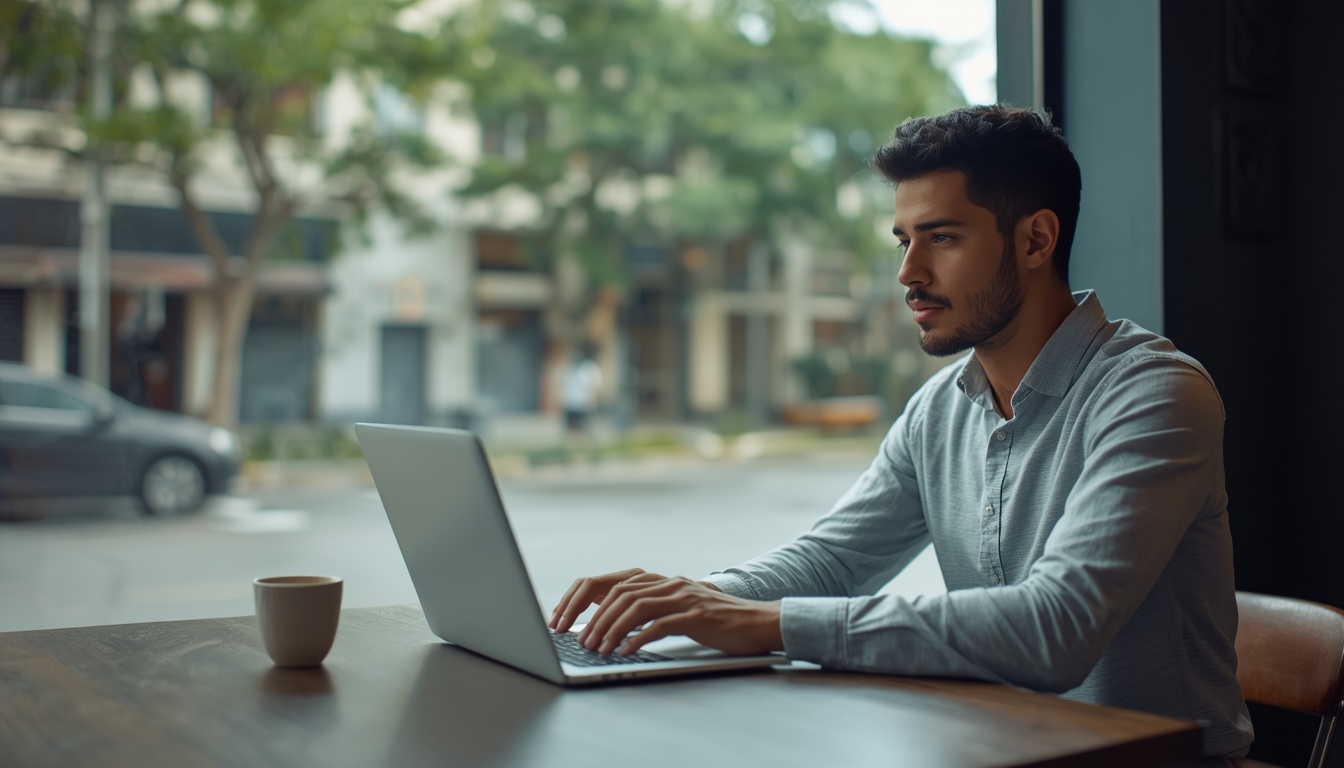 Nômade digital brasileiro em coworking no Paraguai trabalhando remotamente em 2026