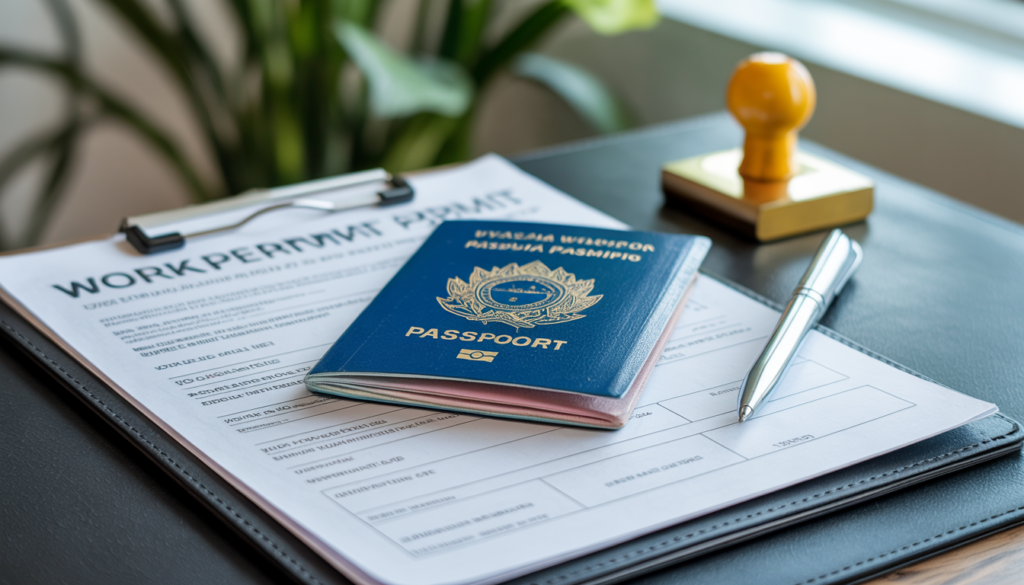 Trabalhar na Suécia em 2026: Guia Completo para Brasileiros Mesa com contrato de trabalho, passaporte brasileiro e documentos apostilados para solicitação de permissão de trabalho na Suécia em 2026