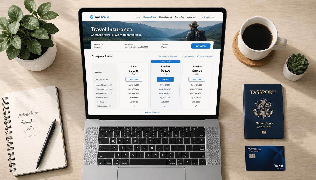 Pessoa fazendo cotação de seguro viagem para Dinamarca online em 2026
