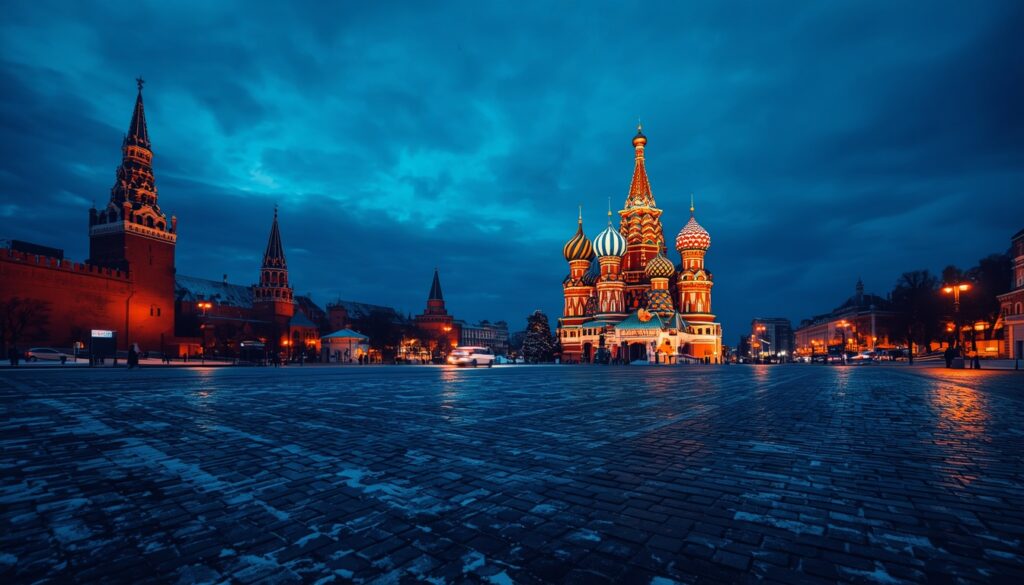eguro viagem Rússia obrigatório — vista da icônica Praça Vermelha de Moscou com a Catedral de São Basílio ao fundo, destino que exige atenção especial na contratação do seguro viagem para brasileiros em 2026