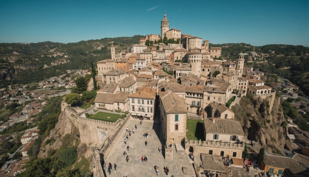 Torres medievais Guaita e Cesta de San Marino ao entardecer, destino que requer seguro viagem válido para o Espaço Schengen em 2026