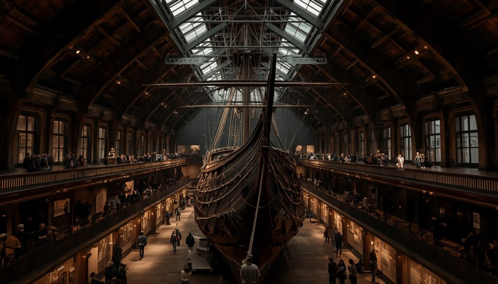Interior do Museu Vasa em Estocolmo com o navio do século XVII preservado — seguro viagem Europa Schengen Suécia 2026