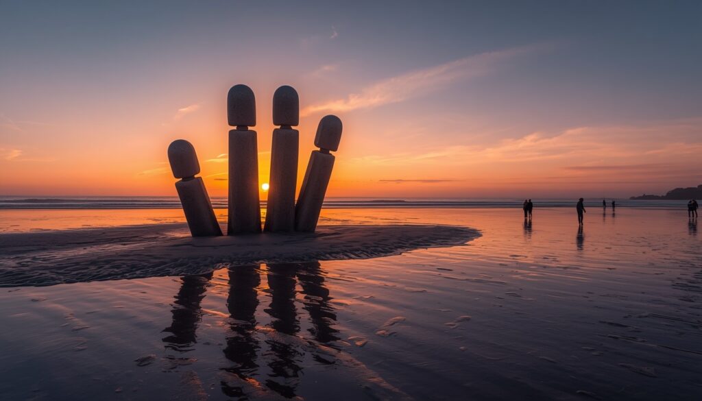 Seguro viagem Uruguai — escultura La Mano (Los Dedos) na praia de Punta del Este, principal destino de turistas brasileiros no Uruguai em 2026