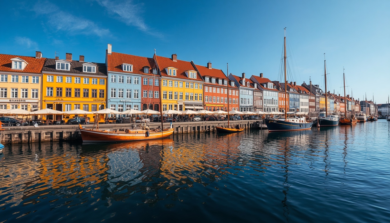 Nyhavn em Copenhague com casas coloridas refletidas no canal — turismo na Dinamarca 2026