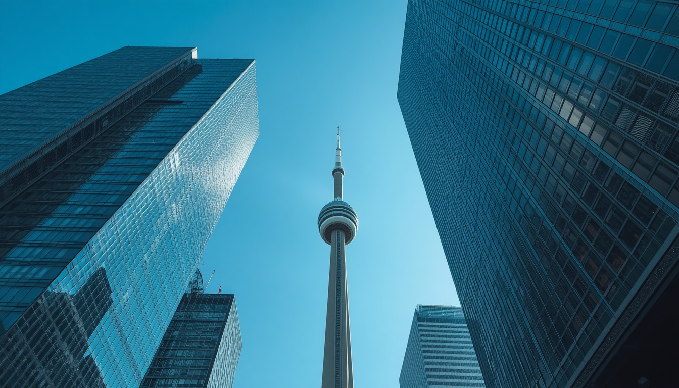 Toronto skyline com CN Tower ao fundo e centro urbano moderno - viajar para o Canadá 2026