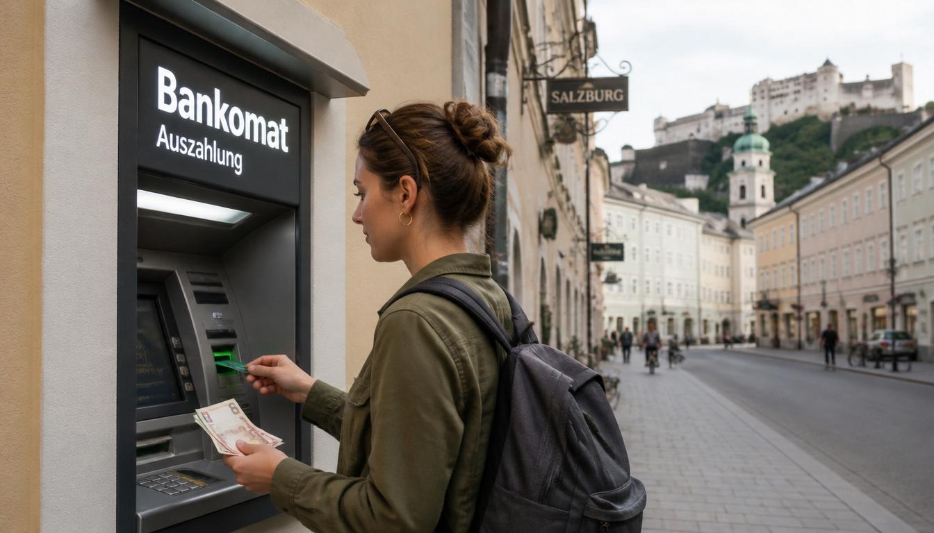 Saque de euro em caixa eletrônico na Áustria com cartão Wise internacional em 2026