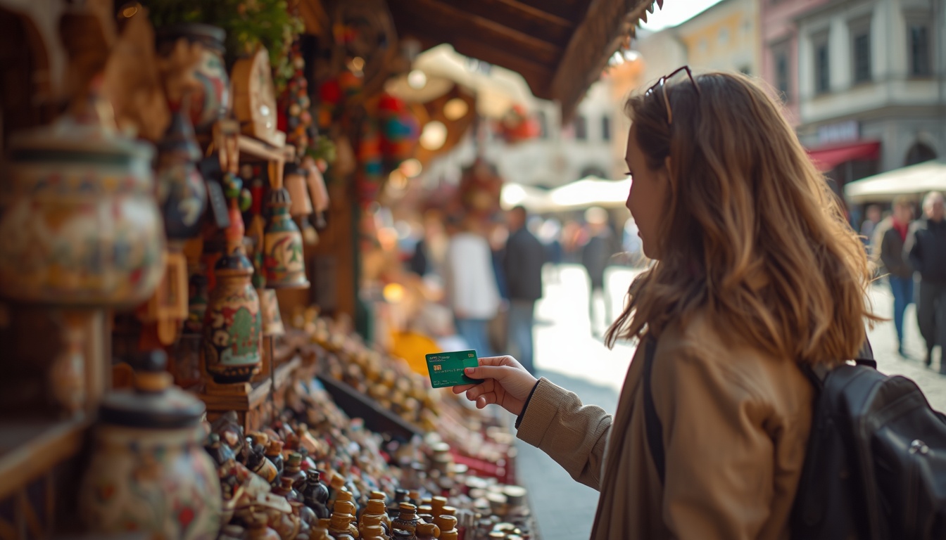 Turistas brasileiros fazendo compras na Eslováquia com conta internacional Wise em 2026