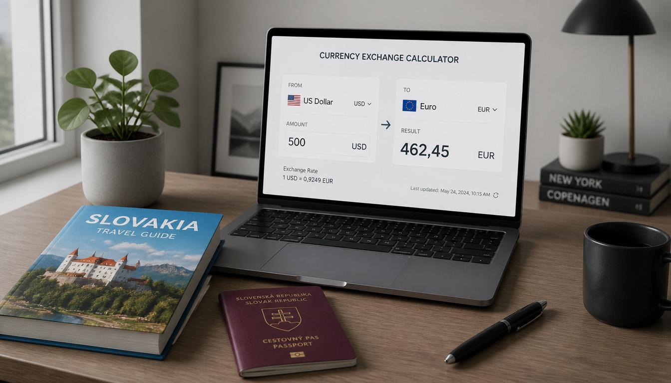 Planejamento financeiro de viagem à Eslováquia com conta Wise e câmbio em euros 2026