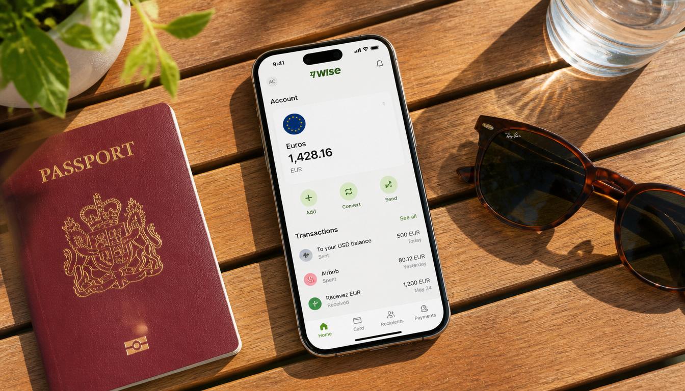 Aplicativo Wise no celular para controle de gastos na Espanha em 2026