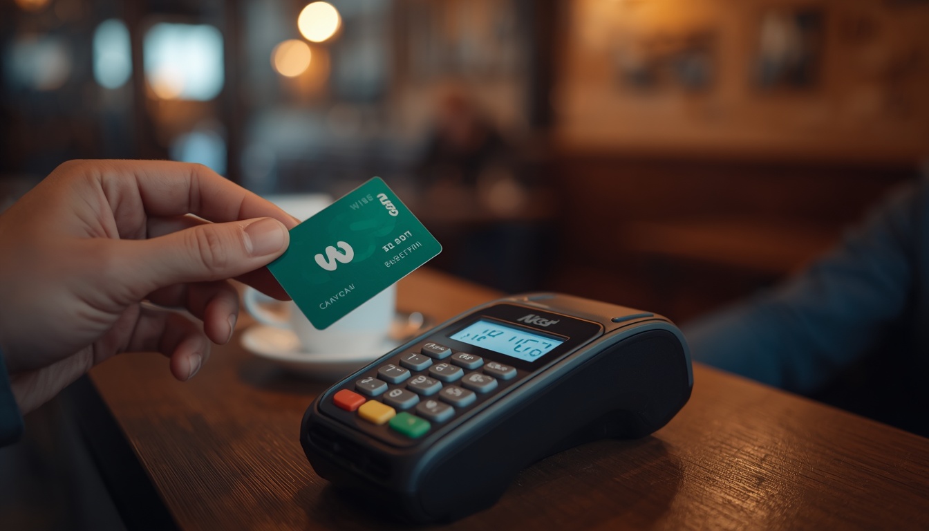 Turista usando cartão Wise para pagamento em Budapeste, Hungria, em 2026