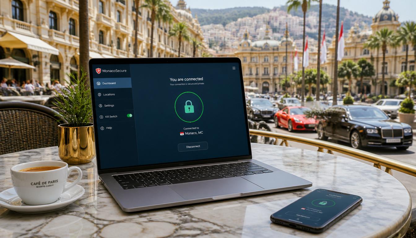eSIM em Mônaco: conexão segura e privada, sem depender de Wi-Fi público no principado Celular conectado via eSIM em Mônaco com sinal seguro — comparação com Wi-Fi público 2026