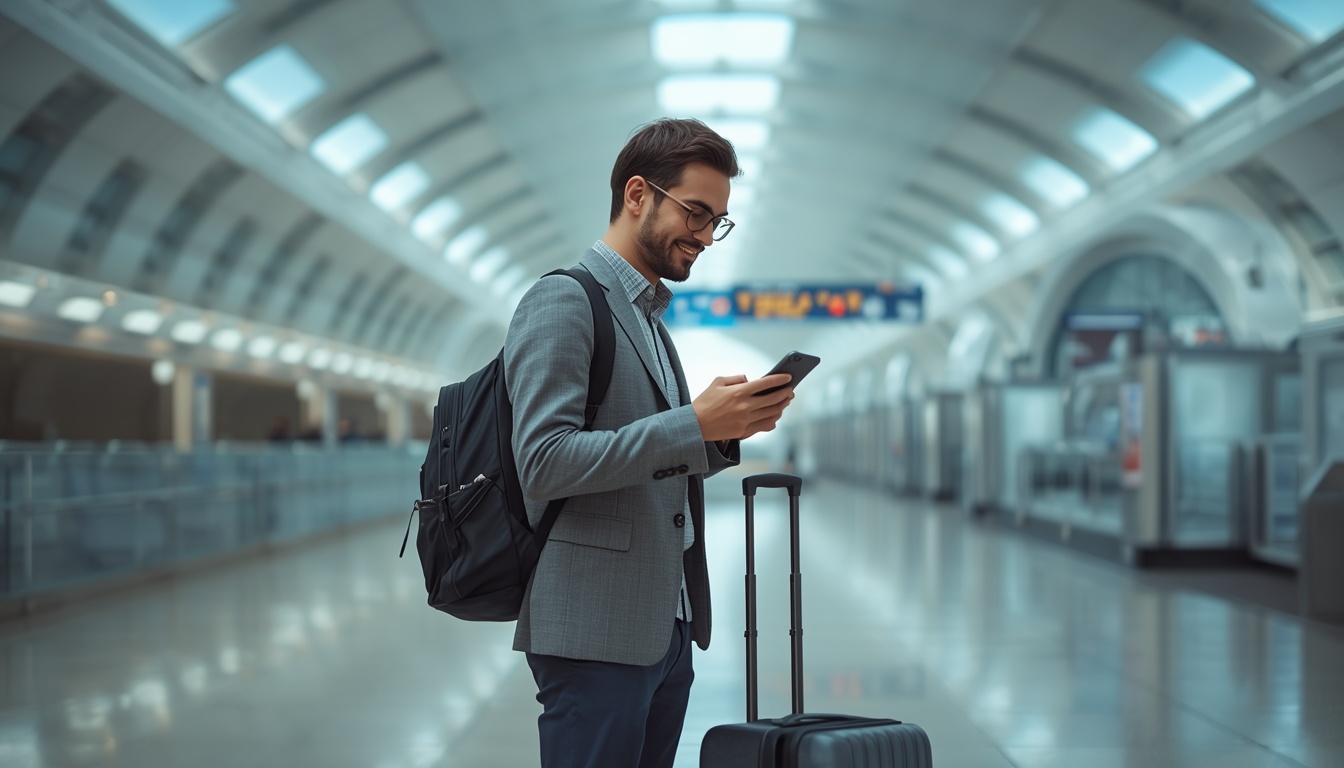 Desembarque no Japão com eSIM: internet do primeiro segundo Turista brasileiro desembarcando no aeroporto de Tóquio com eSIM ativo e celular conectado em 2026