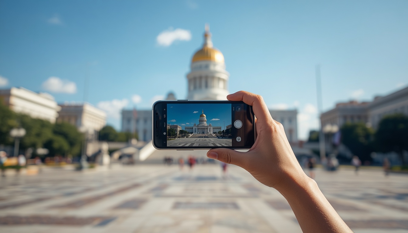 Turismo no Paraguai com eSIM: conectado em todos os pontos Turista brasileiro visitando pontos turísticos de Assunção no Paraguai com celular conectado via eSIM 2026
