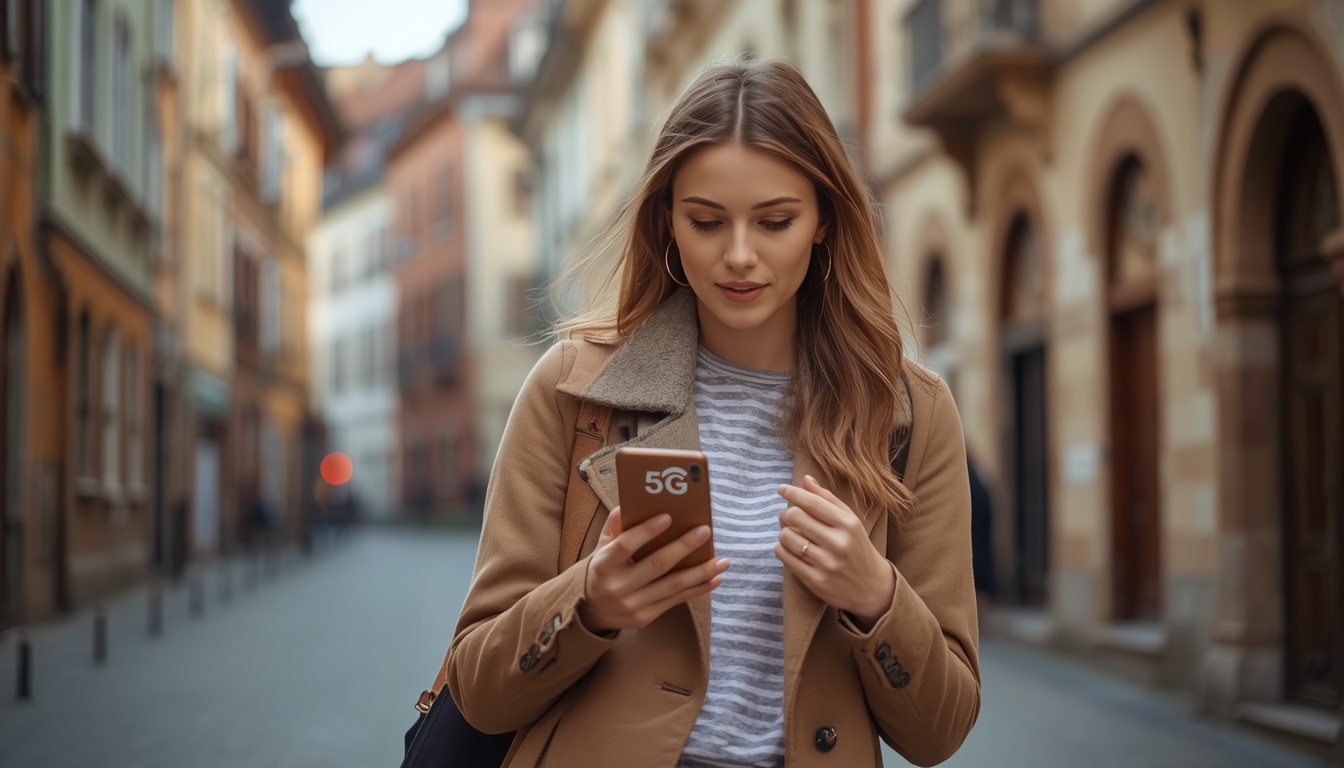 eSIM na Romênia 2026 — Internet para brasileiros em Bucareste e Transilvânia eSIM na Romênia: celular conectado com mapa de Bucareste ao fundo em 2026