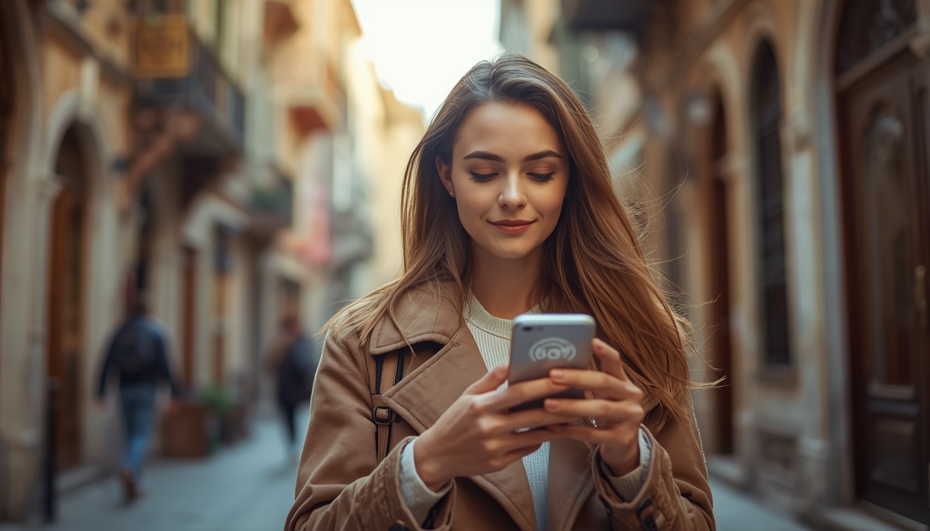 eSIM na Turquia 2026 — Internet para brasileiros em Istambul e Capadócia eSIM na Turquia: celular conectado com vista de Istambul e o Bósforo ao fundo em 2026