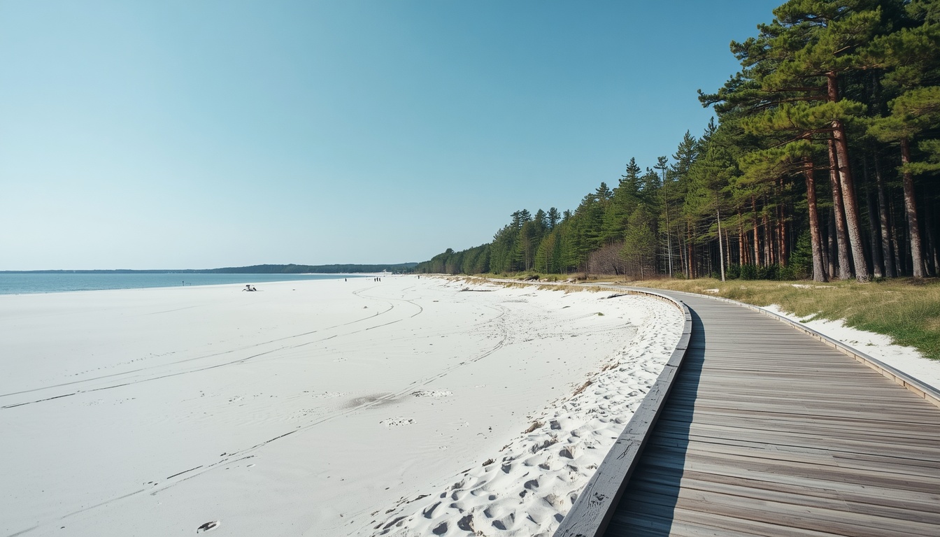 Praia de Jūrmala na Letônia com areia branca e casas de madeira históricas ao fundo, Mar Báltico imperdível ao viajar para a Letônia em 2026