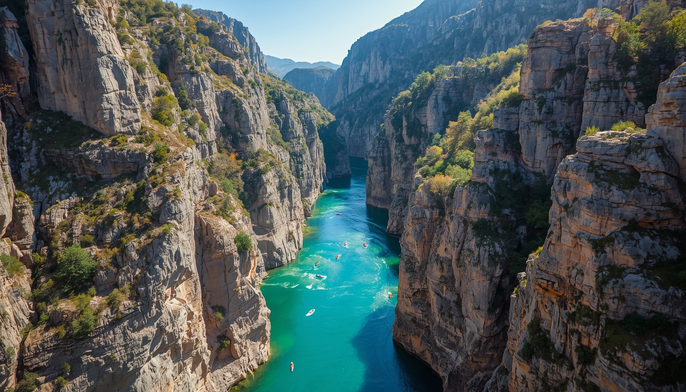 Cânion de Matka com lago artificial e paredões rochosos cobertos de vegetação, Macedônia do Norte 2026