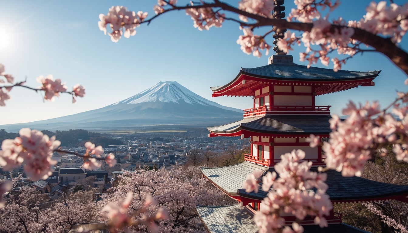 Monte Fuji visto da Pagoda Chureito no Japão em 2026
