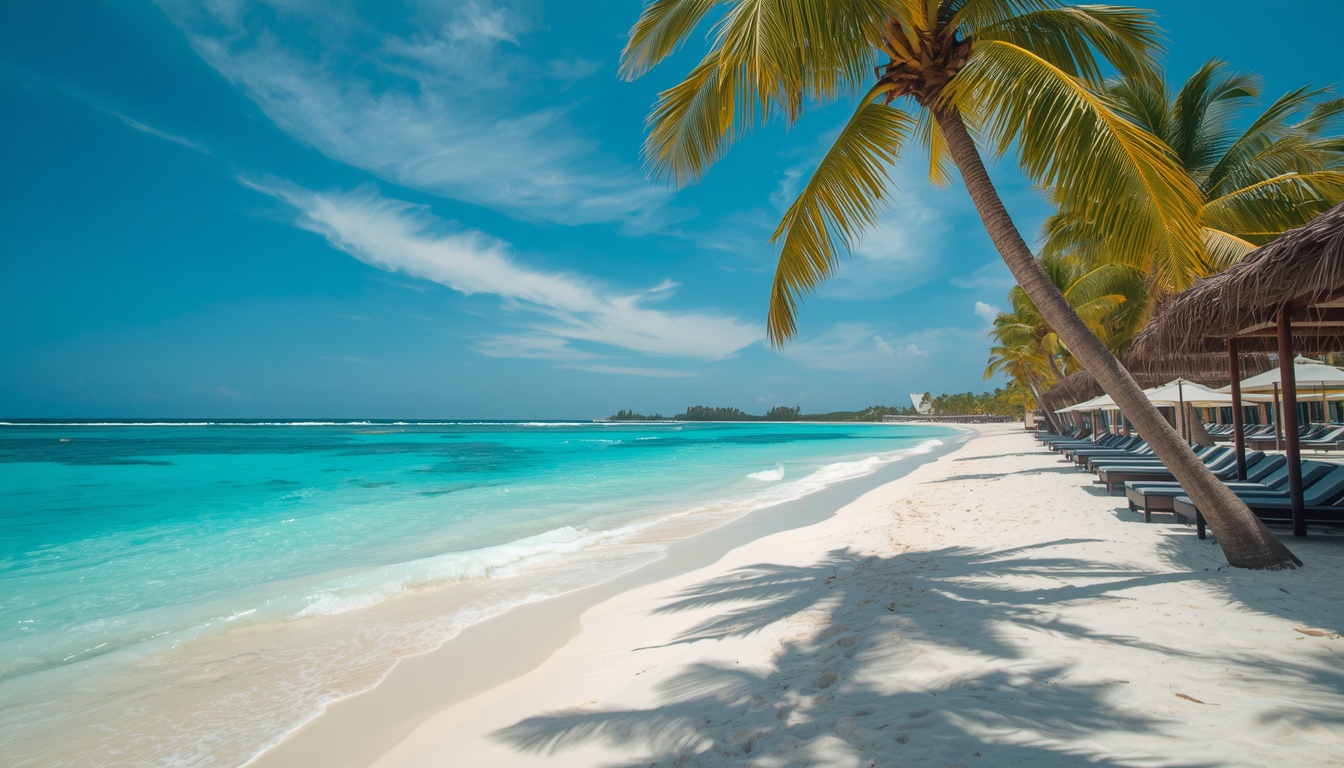 Praia de Cancún com resort ao fundo, destino de sol e mar imperdível ao viajar para o México em 2026