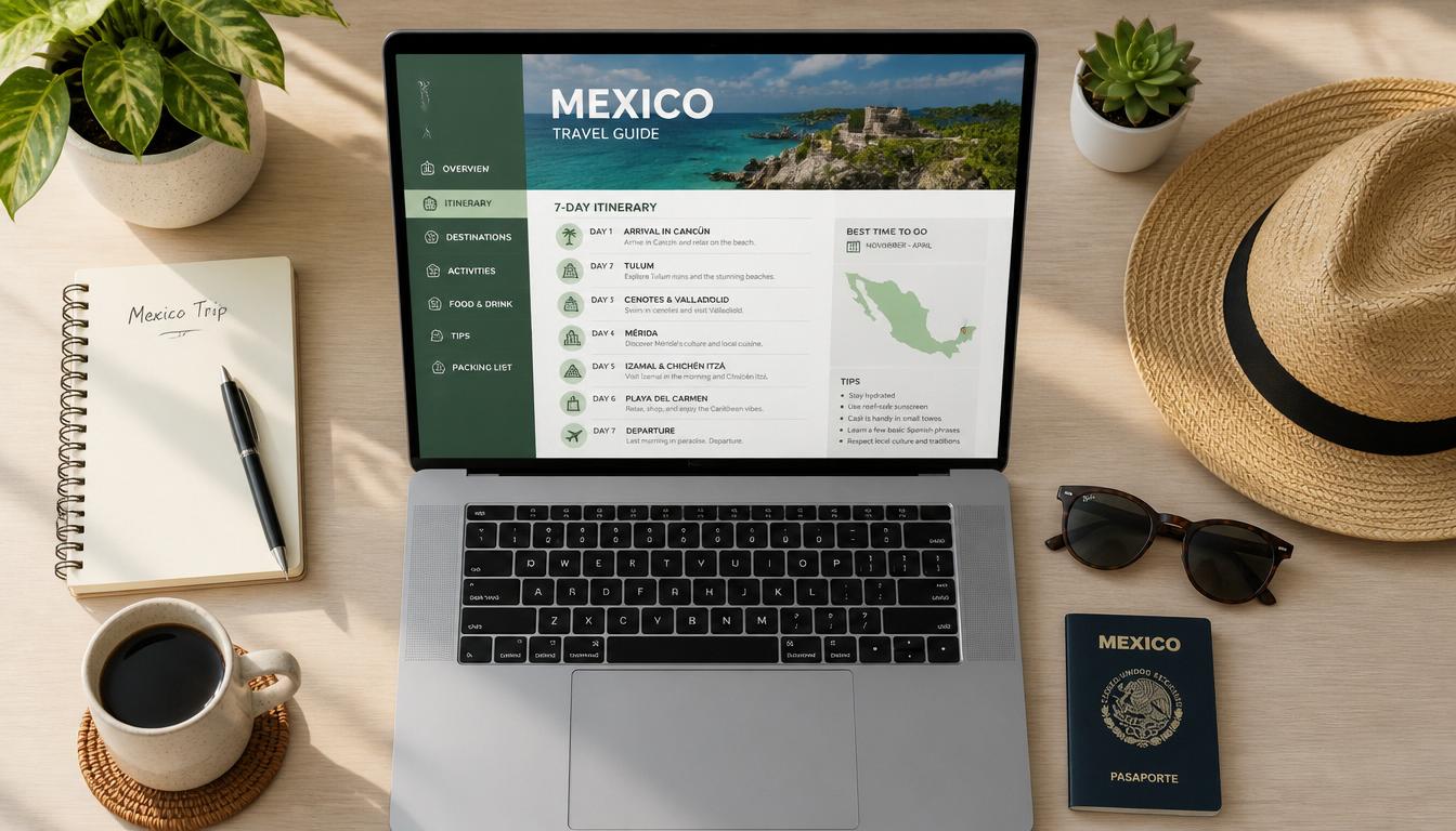 Passaporte brasileiro e mapa do México para roteiro de viagem ao México em 2026