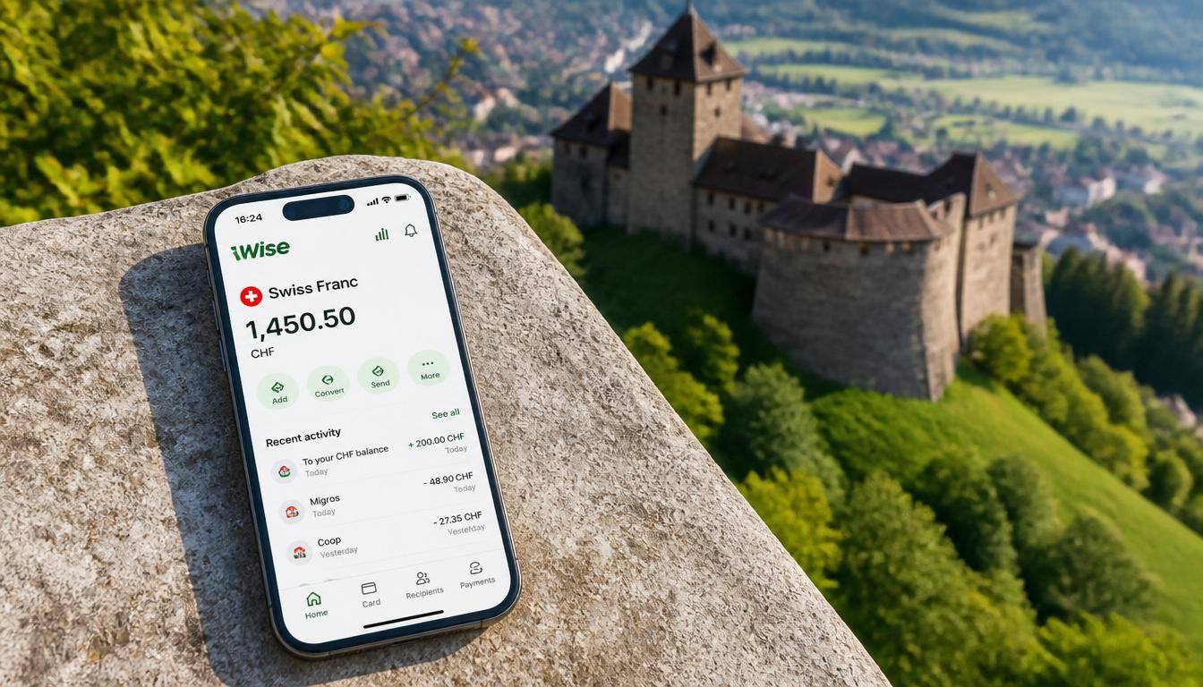 App Wise no celular em Liechtenstein — saldo em franco suíço e controle de gastos em viagem 2026