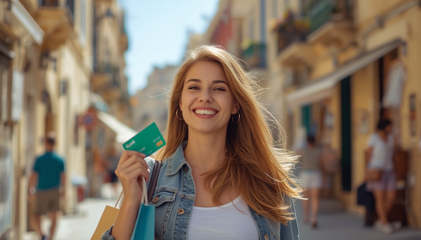 Turistas brasileiros fazendo compras em Malta com conta internacional Wise em 2026