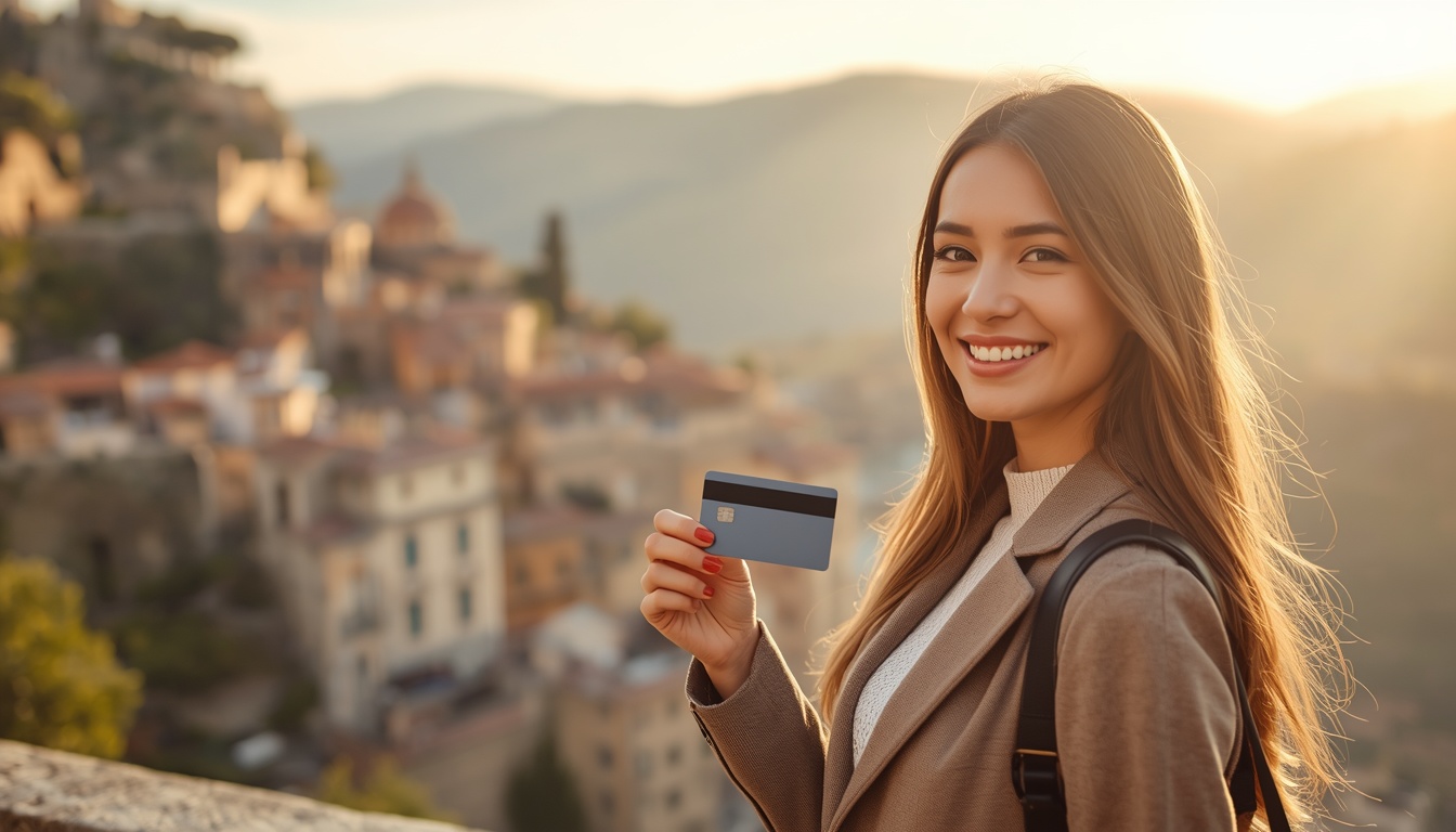 Wise em San Marino 2026: cartão internacional sem taxas no microestado europeu Cartão Wise em San Marino com vista do Monte Titano ao fundo, conta internacional para viagem na Europa em 2026