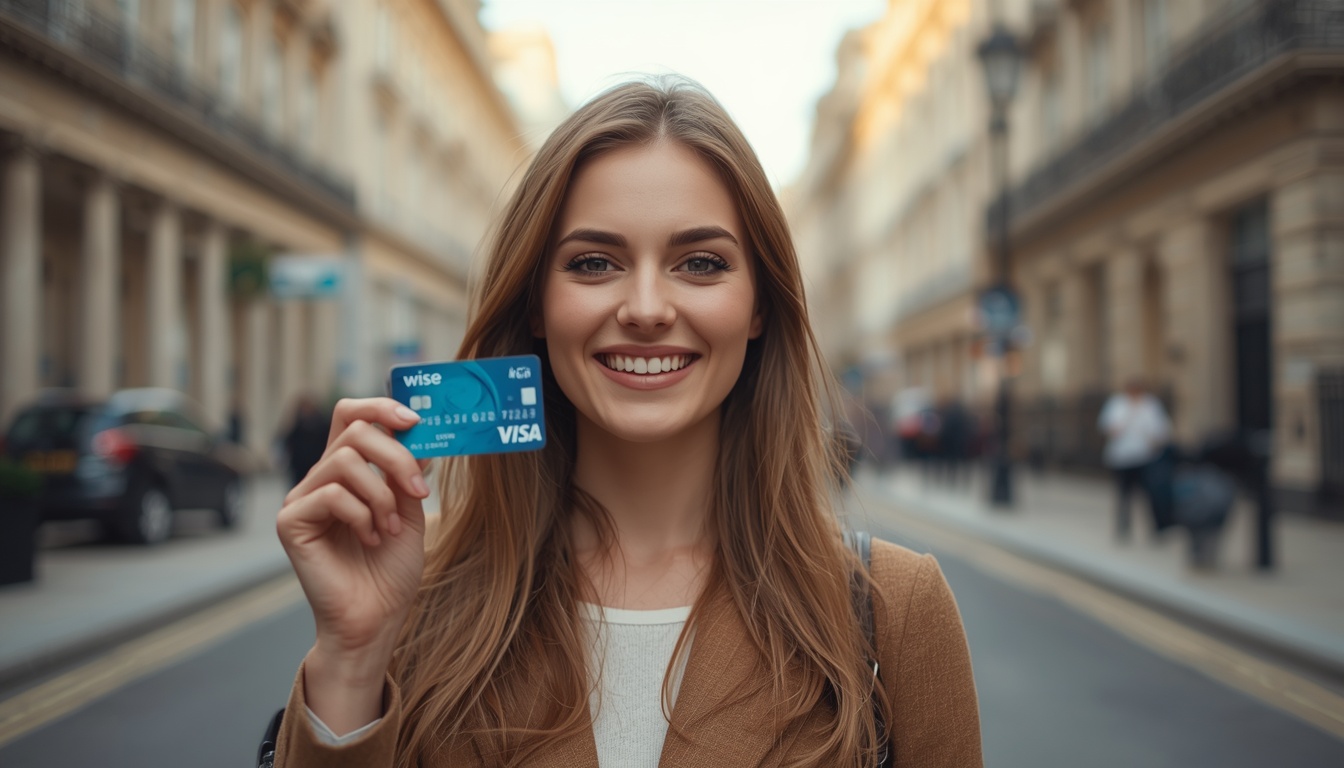 Wise na Inglaterra 2026: cartão internacional para economizar em libras Cartão Wise na Inglaterra com fundo de Londres — como usar conta internacional para economizar em libras em 2026