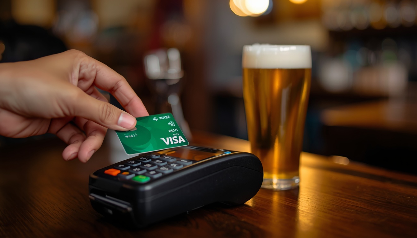 Pagamento com cartão Wise na Irlanda em 2026 — turista brasileiro pagando em euro sem taxas abusivas