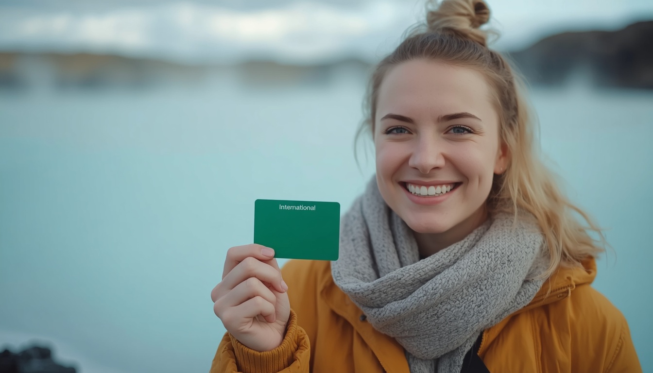 Turista brasileiro aproveitando experiências na Islândia em 2026 — Lagoa Azul, cascatas e paisagens vulcânicas pagando com Wise