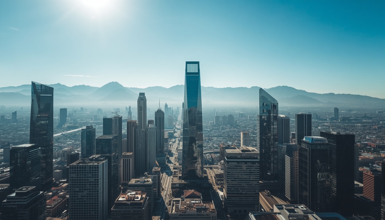 Vista panorâmica de Santiago do Chile com a Cordilheira dos Andes ao fundo representando as melhores cidades para trabalhar no Chile