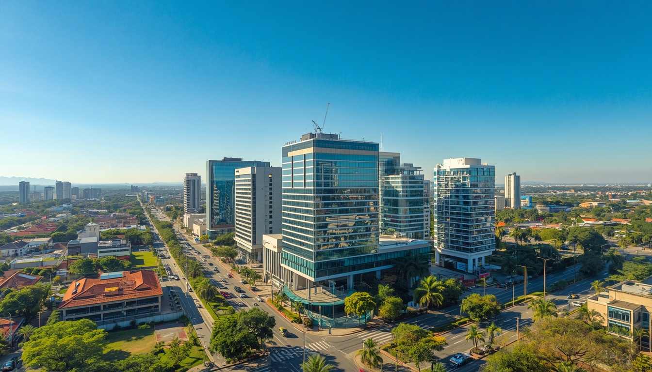 Skyline moderno de Assunção, capital do Paraguai, representando oportunidades de trabalho para brasileiros em 2026