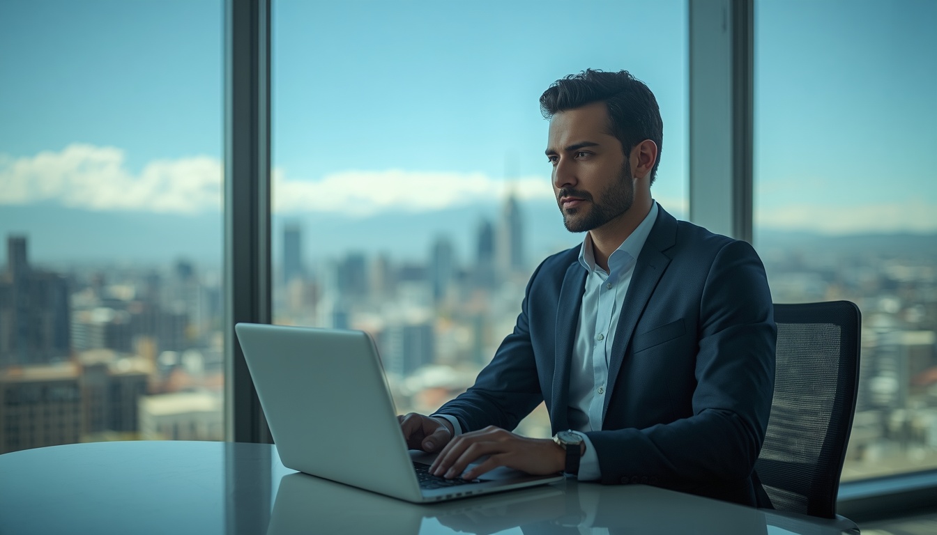 Como conseguir emprego no Chile em 2026 Profissional brasileiro em entrevista de emprego em escritório moderno em Santiago do Chile